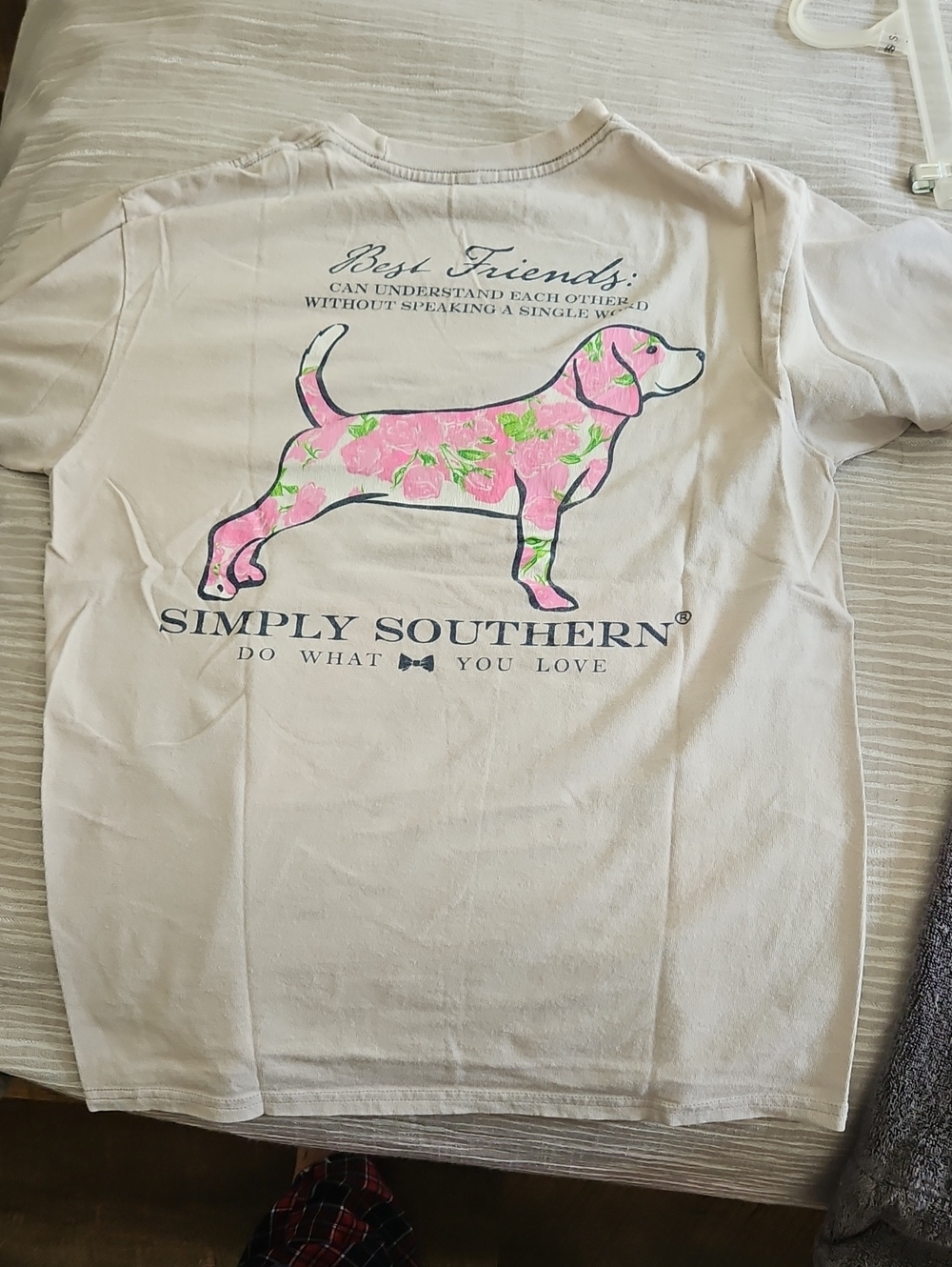 Simply Southern Cream Tee with Pink Floral Dog Graphic